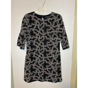 French Connection Size 2 Textured Dress Black Embroidered
